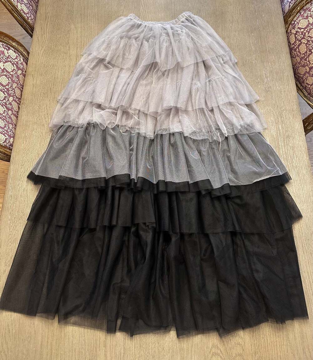 Free People Tulle Much Half Maxi Skirt Ombre Gray Black Tiered Ruffle Tulle S - Picture 3 of 8